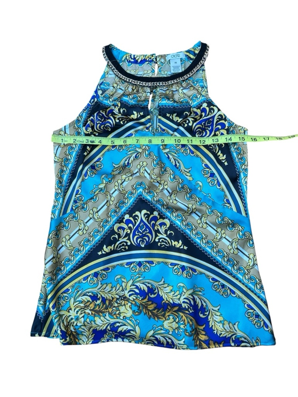 Cache Y2K Tuscan Mom Pattern Halter Top with Gold Chain Detail size XS - Picture 6 of 7